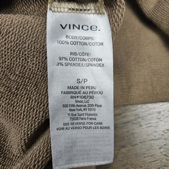 Vince Women’s 100% Cotton Crewneck Sweatshirt Tan Beige Pullover Small S - Picture 4 of 6